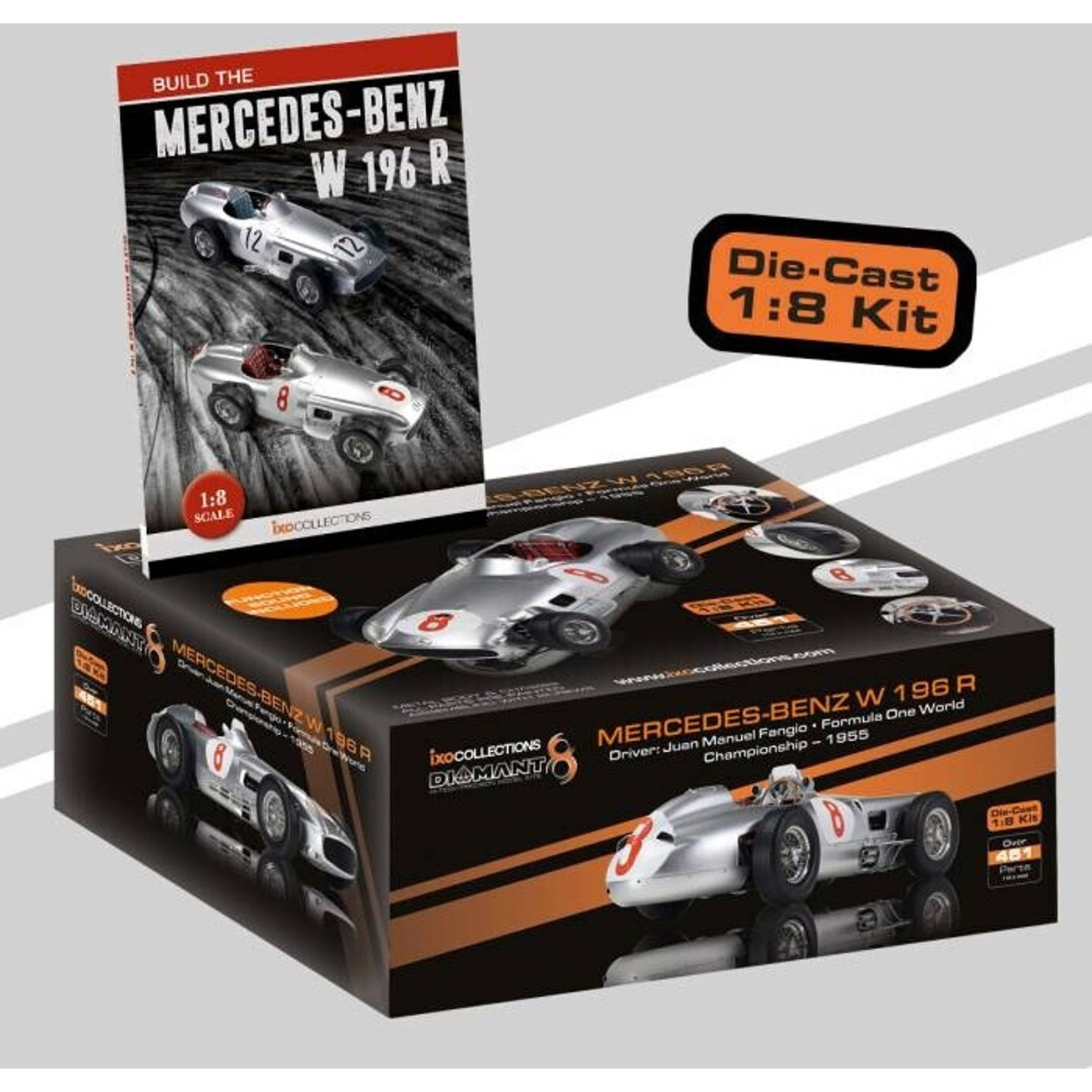 IXO Mercedes W196 Fangio #8 - Maßstab 1:8 Modellfahrzeug (10102)