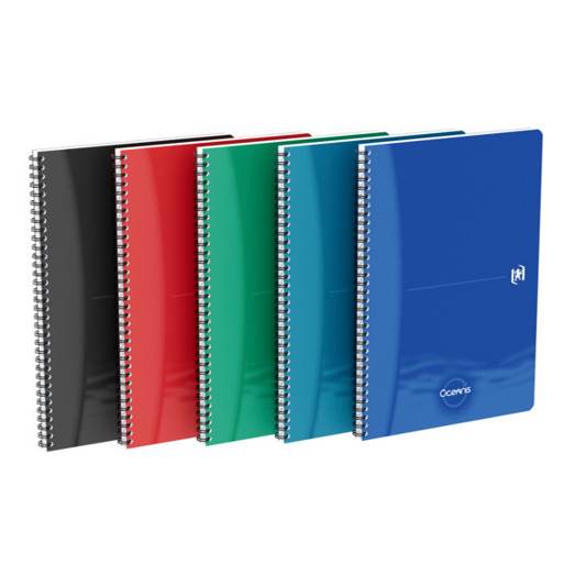 Oxford Oceanis A4 Notizbuch – Recyceltes Polypropylen, Wire-O Spirale, 90 Blatt (kariert, 5mm) – Sortierte Farben, Scribzee-kompatibel