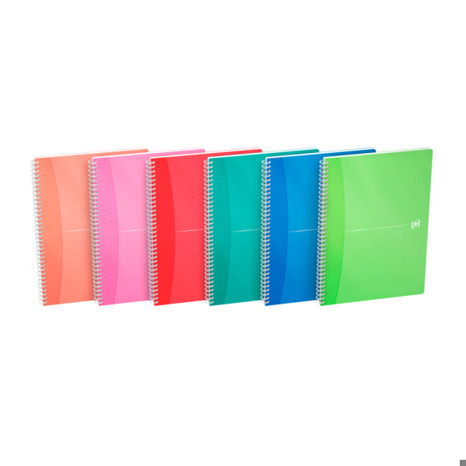 Oxford Office A4 Polypropylen Spiralbuch - Liniert 7 mm, 90 Blatt, doppelspiralgebunden, SCRIBZEE® kompatibel, sortierte Farben
