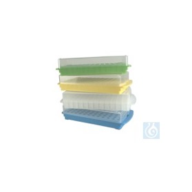 Combi-Rack mit Schnappdeckel für 96 gelbe Reaktionsgefäße | ideal für PCR-Boxen