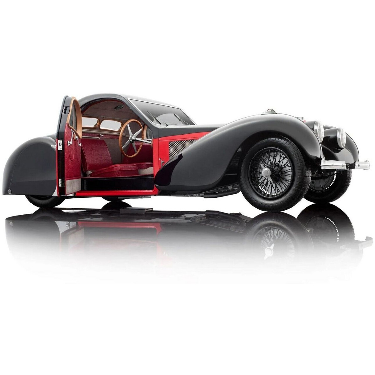 Heinrich Bauer 1:12 Bugatti Type 57SC Atalante 1937 - Rot/Schwarz - Exklusives Modellfahrzeug