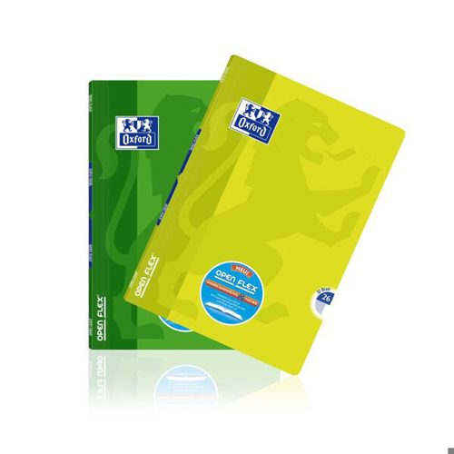 Oxford OpenFlex® A4 Schulheft - Kariert mit breitem weißem Rand - 32 Blatt - Geheftet - Zitrone und Grün