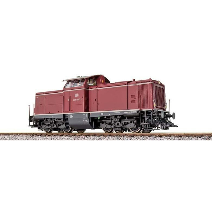 ESU Diesellok H0 V100 1063 - DB - Epoche III 1966 - Altrot - Sound & Rauch - DC/AC (31570)