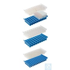 LaboBox-System Reaktionsgefäßständer - Gestell für Fläschchen bis 12,5 mm, 5x10 Plätze, blau
