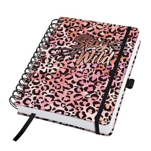SIGEL Jolie Spiral-Notizbuch - Pink Leo Love - Punktkariert (Dot-Lineatur) - A5 - 240 Seiten - Hardcover - FSC-zertifiziert - 120 g/m²
