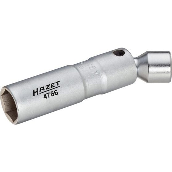 HAZET Zündkerzenschlüssel 4766 - 3/8 Zoll (10 mm) Hohl Vierkant mit Außensechskant - SW 16 mm, 5/8"