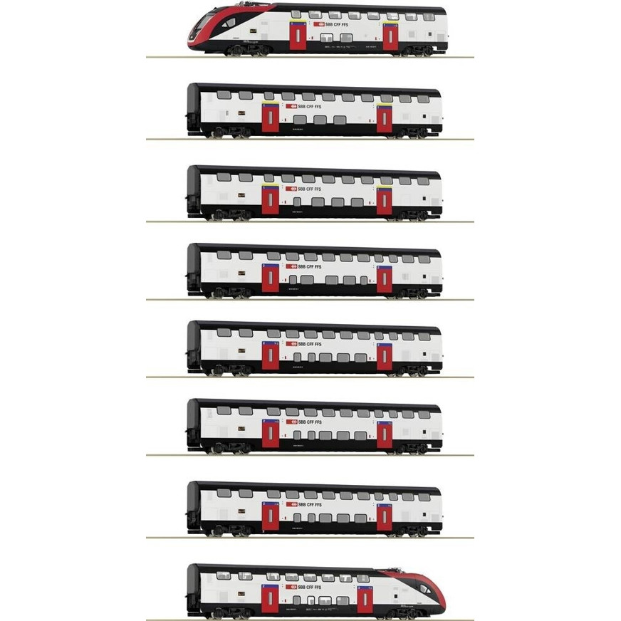 Roco H0 8-teiliger Fernverkehrs-Doppelstockzug RABe 502 der SBB (7750007) - Modelleisenbahn