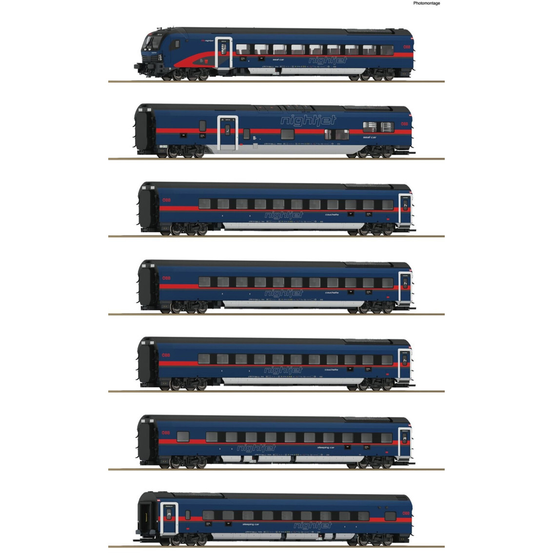 Roco H0 7er-Set Nightjet der ÖBB - Modelleisenbahn