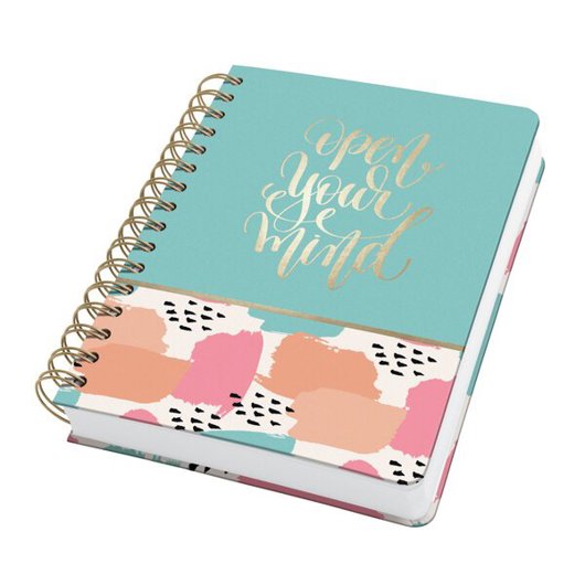 SIGEL Jolie Spiral-Notizbuch - Brush Marks - Punktkariert - A5 - 240 Seiten - Pastell Grün, Orange, Rosa - Hardcover - FSC-zertifiziert - 120 g/m²