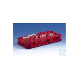 Reaktionsgefäß-Ständer aus PP - 265x126x38 mm für 128 Röhrchen mit Durchmesser 11 mm - Rot